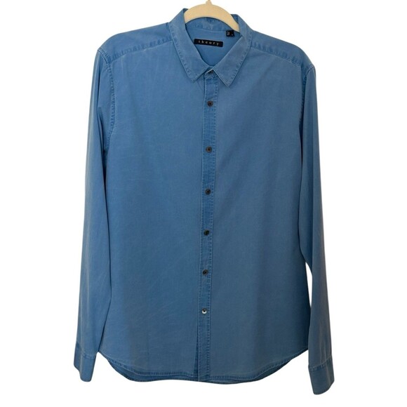 Theory Zack PS Belledune Button Down Shirt Men's Size Large Blue Casual Faded - Picture 1 of 9